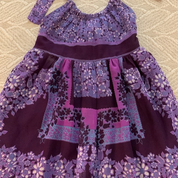 Fire Los Angeles Sundress in Purple, Pink & Maroon, Tie Neckline, Stretch Back - Picture 3 of 8